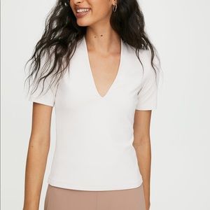 Aritzia Babaton Dressy Elegant White Low-Cut Tee